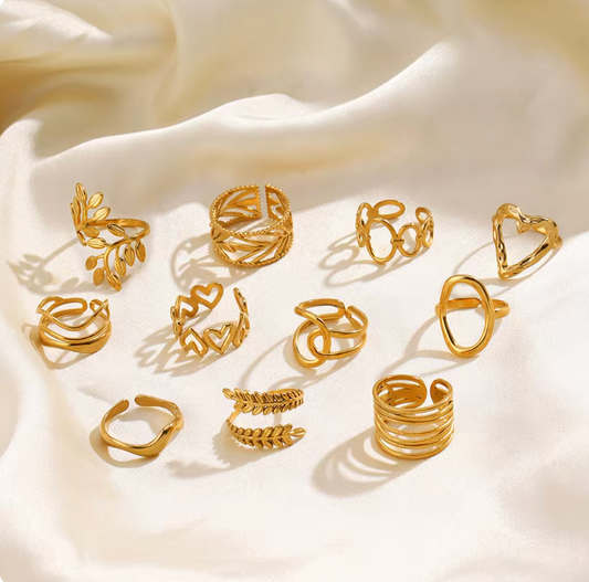 Adorn Gold Rings | 11 pcs