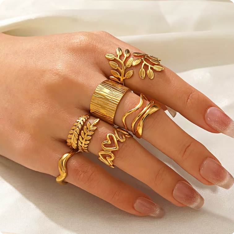 Adorn Gold Rings | 11 pcs